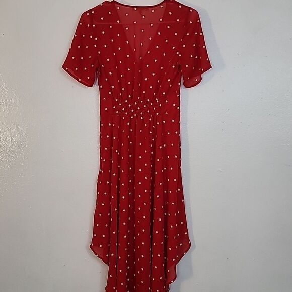 MAJE Raola Dress Red Floral Embroidered Midi - Picture 7 of 16